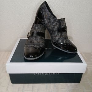 Karen Scott Womens Black Wingtip Plaid Kaydan Shoe Size 8 New In Box